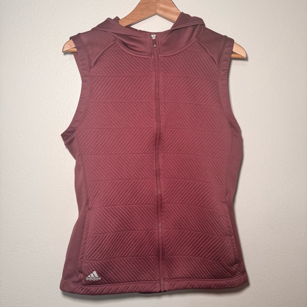 Adidas Ultimate365 COLD.RDY Hooded Golf Vest Burgundy Medium
